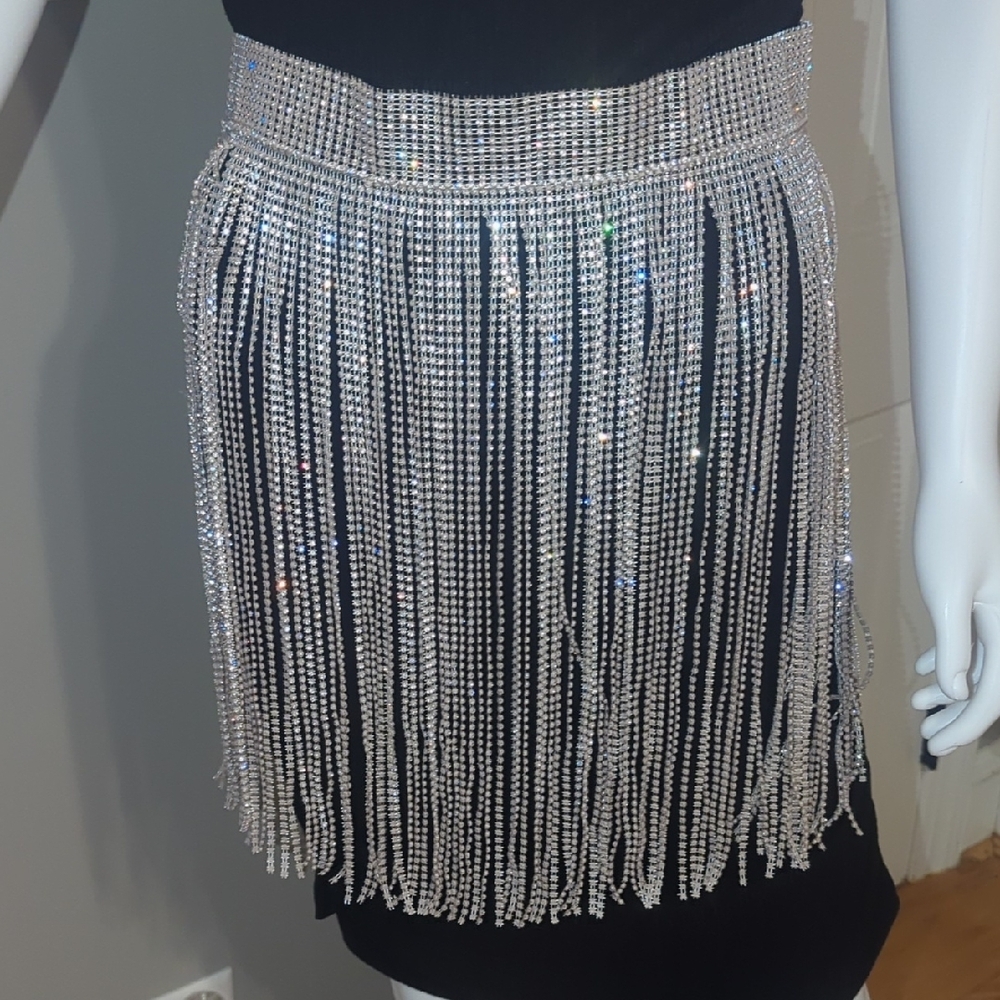 Beach Bunny Nude Sparkly Fringe Skirt